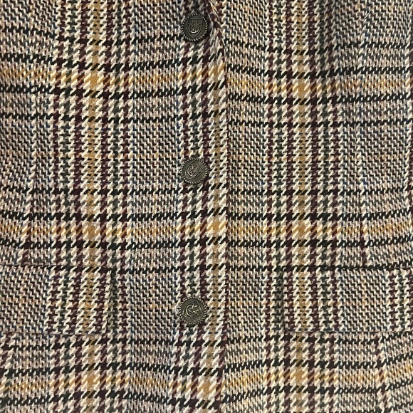 Vintage Tweed Blazer Womens 38 Red Brown Houndstooth Corpcore Wool Suit Jacket - Picture 3 of 9